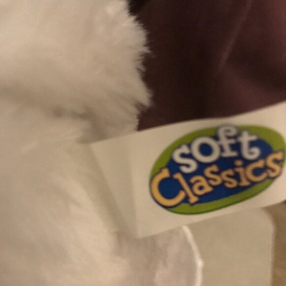 Soft Classics white stuffed bunny with colorful easter egg, hat and ribbon scarf - Picture 5 of 11